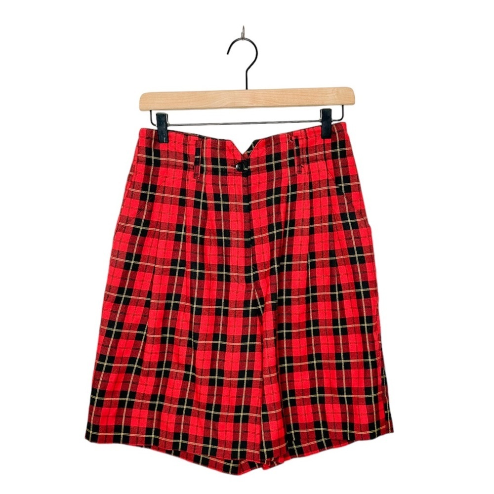 The Limited Vintage Red Plaid Super High Waist Wide Leg Shorts 8‎